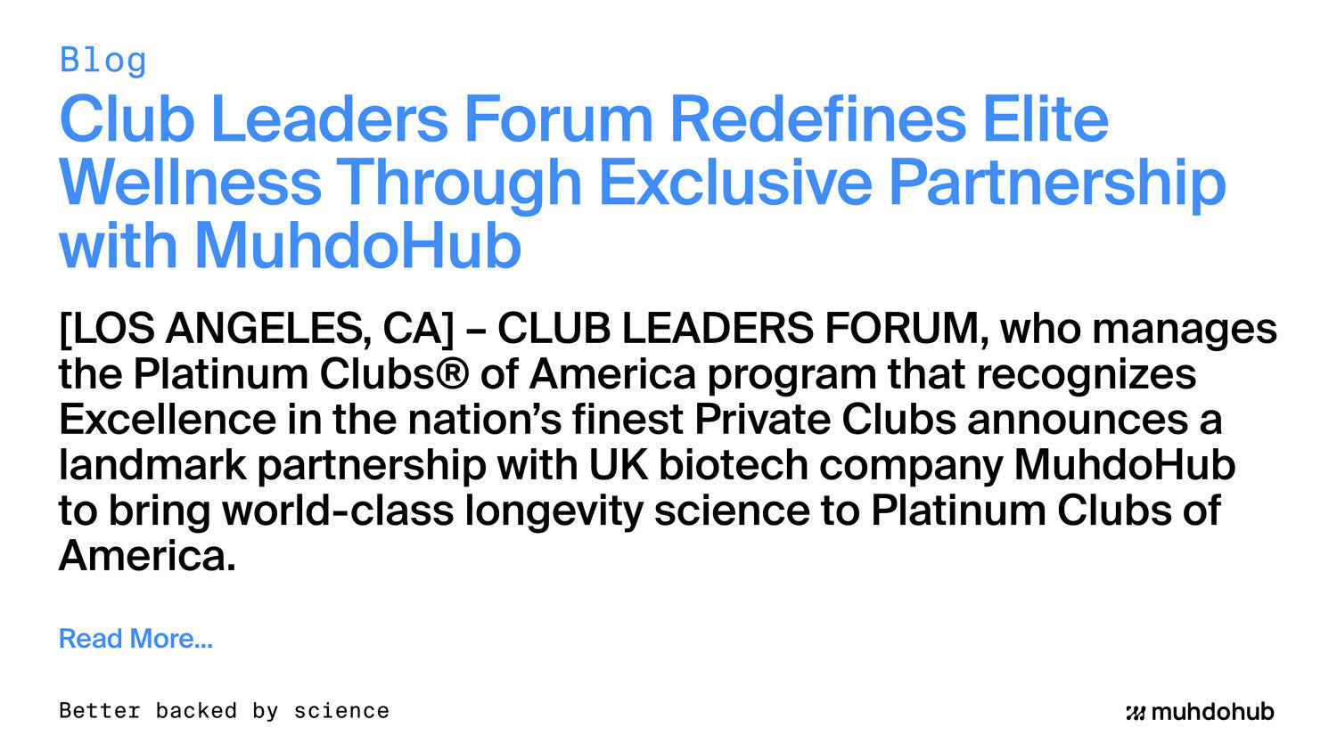 Club Leaders Forum Redefines Elite Wellness Through Exclusive Partnership with MuhdoHub