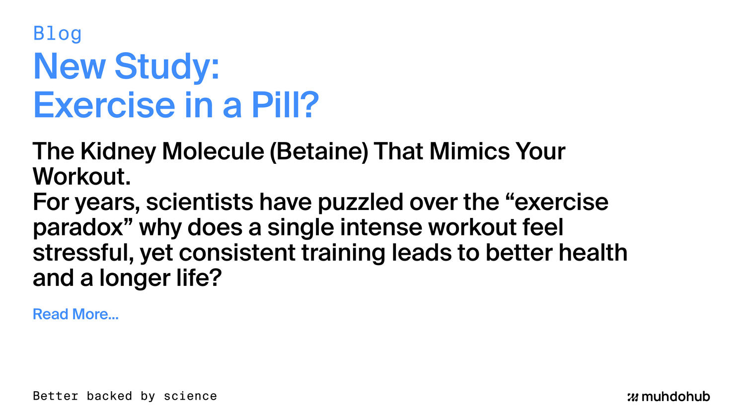 New Study: Exercise in a Pill?