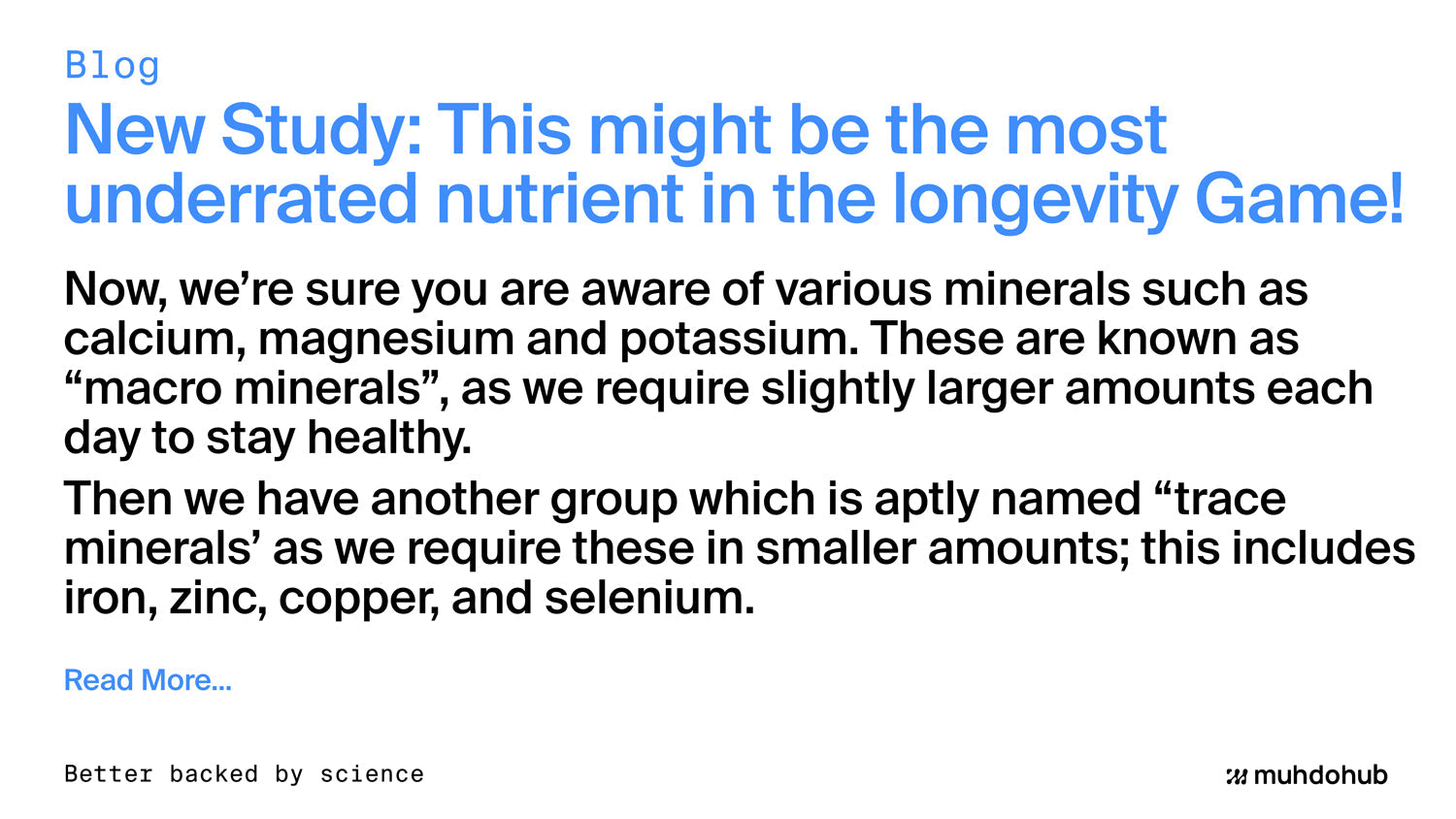 One of the most underrated nutrient for longevity