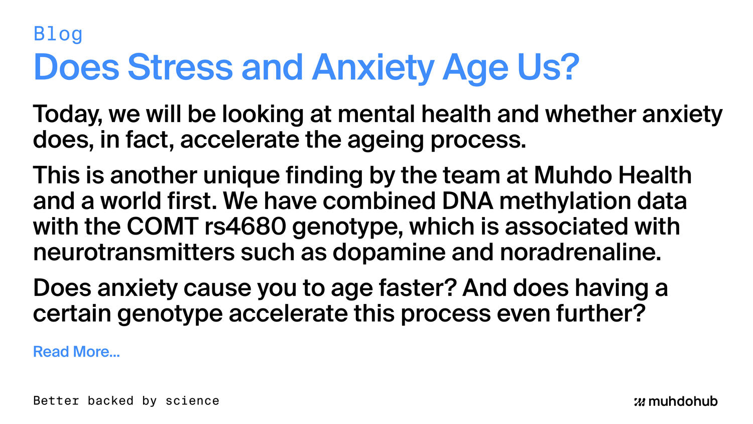 Does Stress and Anxiety Age Us?